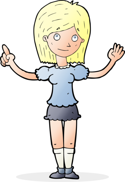 Bir insan tarafından çizilen fikri açıklayan karikatür kadın.