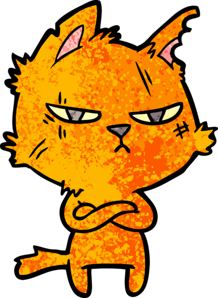 sert çizgi film kedisi bir insan tarafından çekilen kollar