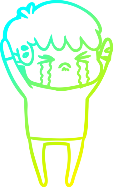 Bir insan tarafından çizilmiş ağlayan çizgi film çocuğu çizimi.