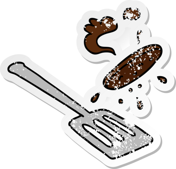 Bir insan tarafından çizilen bir hamburgerin el çizimi sıkıntılı bir çıkartma karikatürü.