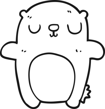 Bir insan tarafından çizilmiş çizgi film ayısı.