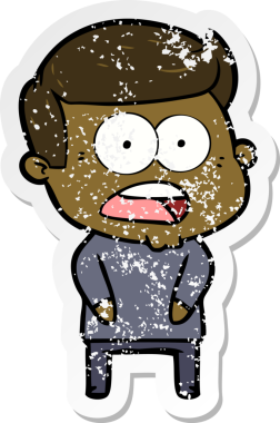 Bir insan tarafından çizilen şok olmuş bir adamın karikatür çıkartması.