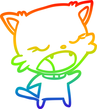 Gökkuşağı gradyan çizimi. Bir insan tarafından çizilmiş şirin bir kedi.