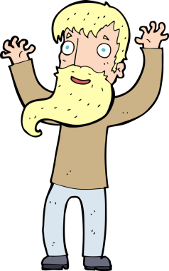 Bir insan tarafından çizilmiş sakallı heyecanlı bir adam.