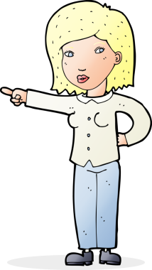 Bir insan tarafından çizilmiş çizgi film kadını.