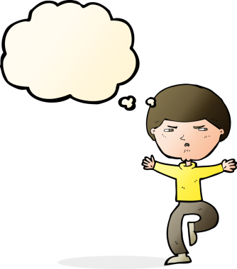 Bir insan tarafından çizilmiş düşünce baloncuğu olan kızgın bir adam.