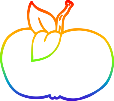 Bir insan tarafından çizilmiş sulu bir elmanın çizgi çizimi.