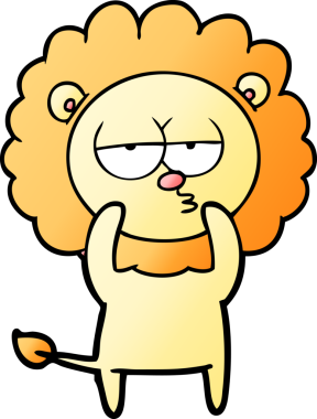 Bir insan tarafından çizilmiş canı sıkkın bir aslan.