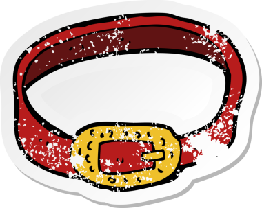 Bir insanın çizdiği karikatür kemerinin gerilimli retro yapıştırması.