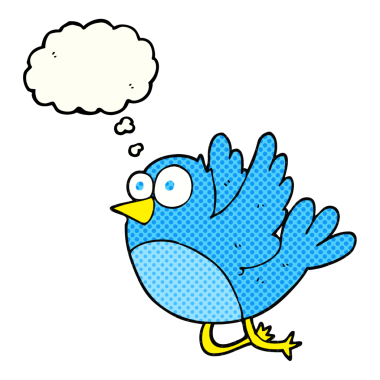 Bir insan tarafından çizilmiş serbest çizim balon karikatür kuşu.