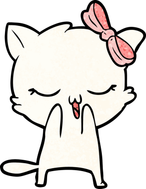 Bir insan tarafından çizilmiş kafasında yay olan çizgi film kedisi.