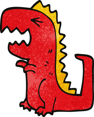 Bir insan tarafından çizilmiş kükreyen çizgi film karalaması.