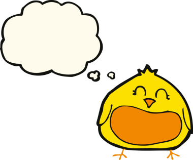 Bir insan tarafından çizilmiş düşünce baloncuklu şişman kuş.