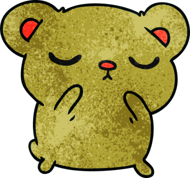 Bir insan tarafından çizilmiş, el yazısıyla çizilmiş şirin bir ayının karikatürü.