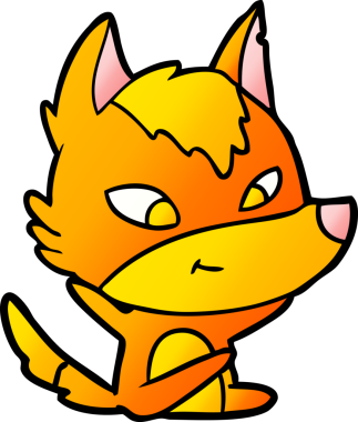 Bir insan tarafından çizilmiş tilki çizgi film karakteri