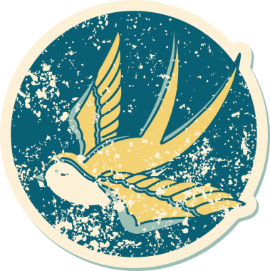 Bir insan tarafından çizilmiş bir kırlangıcın sembolik dövmesi.