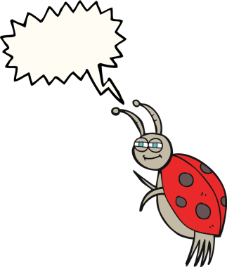 Bir insan tarafından çizilmiş serbest konuşma balonu karikatürü uğurböceği