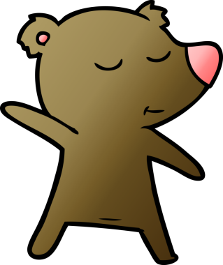 Bir insan tarafından çizilmiş mutlu çizgi film ayısı.