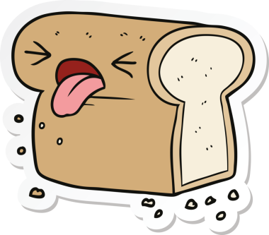 Bir insan tarafından çizilmiş iğrenç bir somun ekmek etiketi.