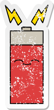 Bir insan tarafından çizilmiş şirin bir karikatür bataryasının sıkıntılı çıkartması.