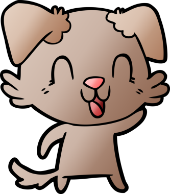 Bir insan tarafından çizilmiş gülen çizgi film köpeği.