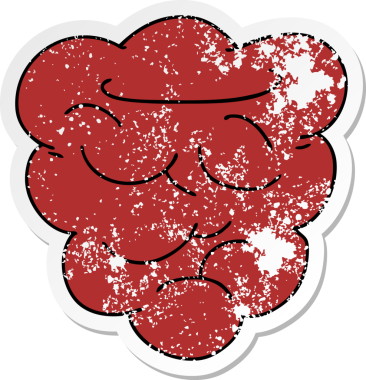 Bir insan tarafından çizilmiş garip bir el çizilmiş ahududu desenli bir çıkartma.