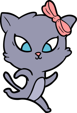 Bir insan tarafından çizilmiş çizgi film kedisi.