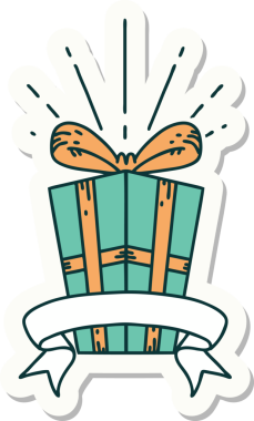 Bir insan tarafından çizilmiş dövme stili Noel hediyesi.