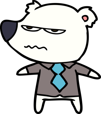 Kutup ayısı gömlekli ve kravatlı bir insan tarafından çizilmiş.