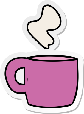 Bir insan tarafından çizilmiş dumanı tüten sıcak bir içeceğin el yazısı karikatürü.