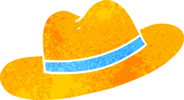 El çizimi retro karikatür bir insan tarafından çizilmiş bir şapka