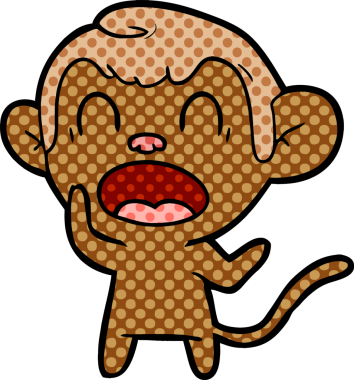 Bir insan tarafından çizilmiş bağıran çizgi maymun.