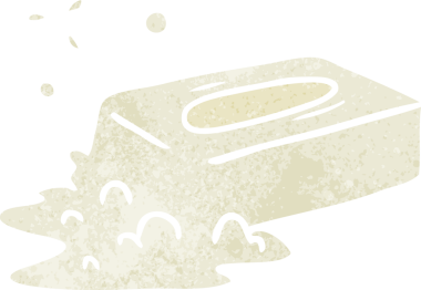 İnsan eliyle çizilmiş köpüklü sabun karalaması.