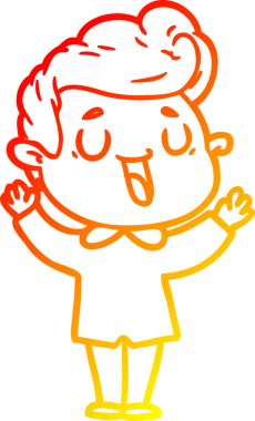 Bir insan tarafından çizilmiş mutlu bir çizgi film karakteri çizimi.