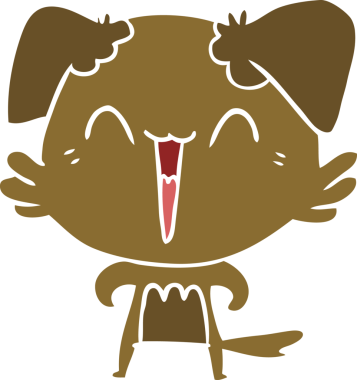 Mutlu küçük köpek düz renkli çizgi film bir insan tarafından çizildi.