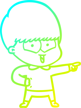 Bir çizgi film karakteri çizen soğuk çizgi bir insan tarafından çizilmiş mutlu çocuk.