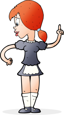 Bir insan tarafından çizilmiş çizgi film garsonu siparişi.