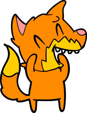 Bir insan tarafından çizilmiş gülen tilki çizgi filmi.