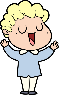 Bir insan tarafından çizilmiş gülen karikatür adam.