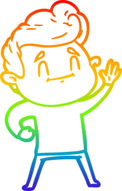 gökkuşağı gradyanı çizimi bir insan tarafından çizilmiş mutlu bir çizgi film adamı