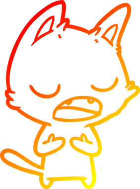 Bir insan tarafından çizilen konuşan kedi çizgi filminin sıcak gradyan çizimi