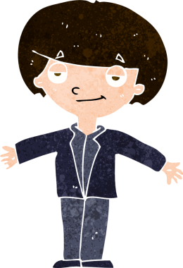 Bir insan tarafından çizilmiş kendini beğenmiş bir çocuk.