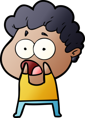 Bir insan tarafından çizilmiş bir karikatür adamı şaşkınlıkla nefes nefese kaldı.