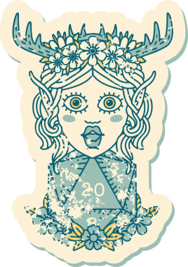 Retro Dövme Tarzı Elf Karakter Yüzü Bir İnsan Tarafından Çizildi