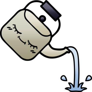 Bir insan tarafından çizilmiş gölgelenmiş çaydanlık karikatürü.