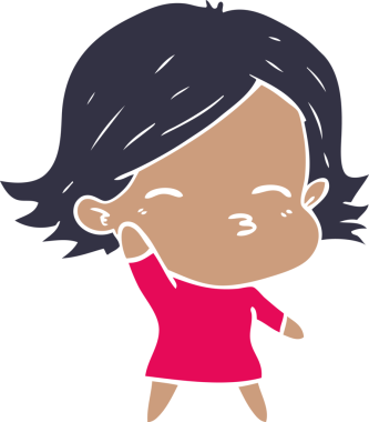 Bir insan tarafından çizilmiş düz renkli karikatür kadın