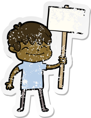 Bir insan tarafından çizilmiş mutlu bir çocuğun sıkıntılı çıkartması.