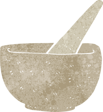 bir insan tarafından çizilmiş karikatür tokmağı ve havan topu