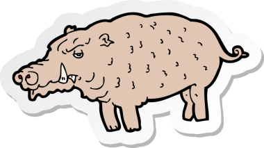 Bir insan tarafından çizilmiş bir çizgi film domuzu çıkartması.