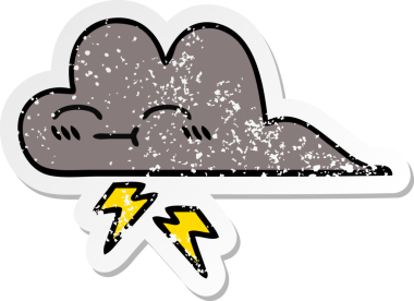 Bir insan tarafından çizilmiş tatlı bir karikatür fırtına bulutunun sıkıntılı çıkartması